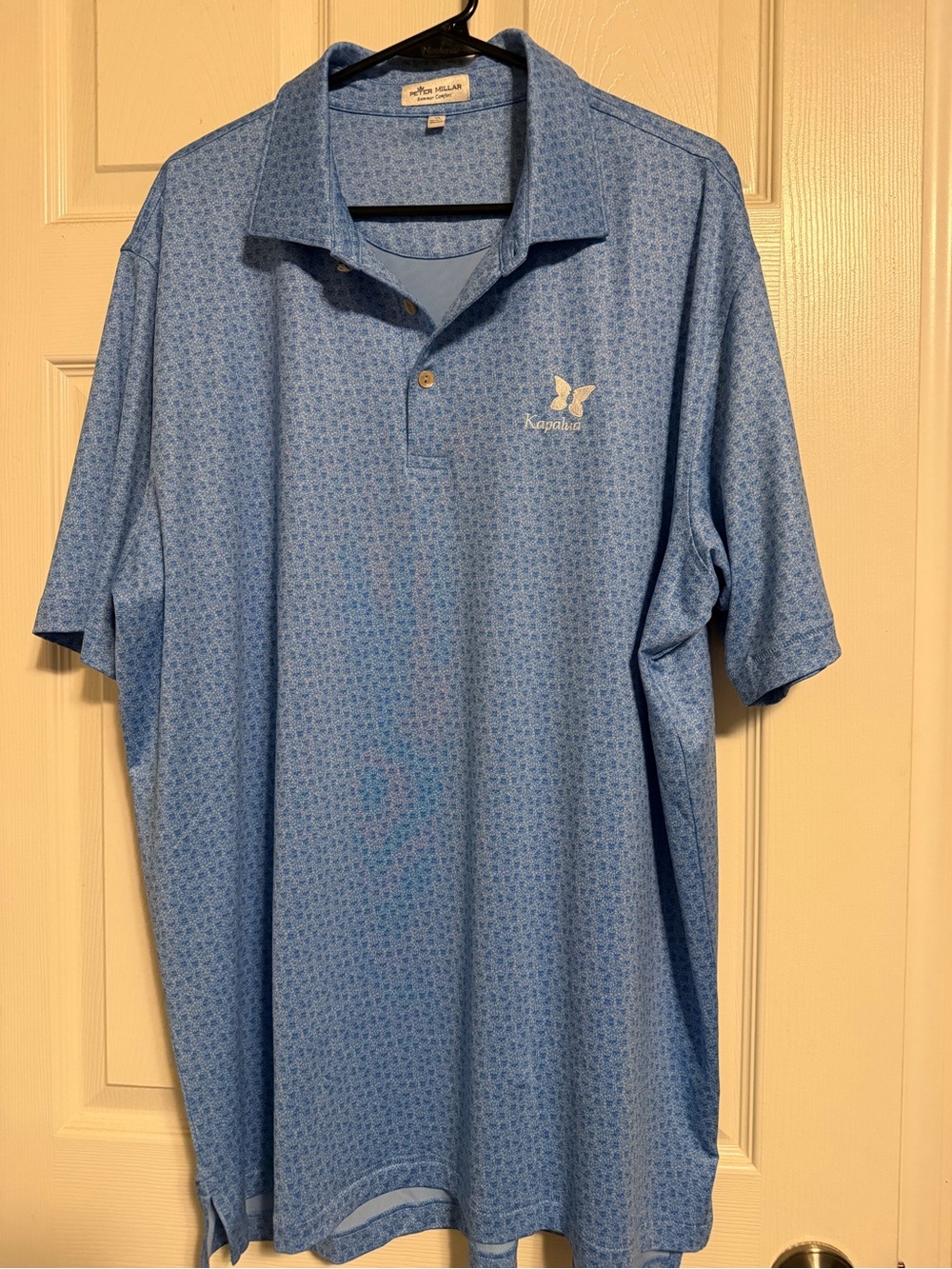 Peter Millar Light Blue Micro-Pattern Short Sleeve Polo